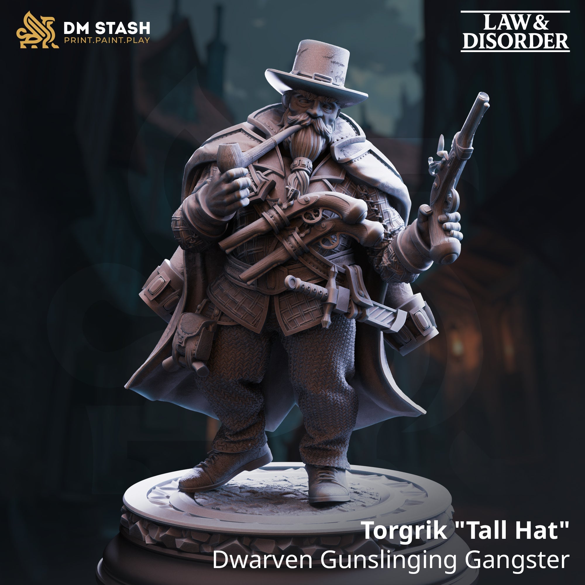 Torgrik "Tall Hat", Dwarven Gunslinging Gangster (Male Dwarf Gunslinger) Main image