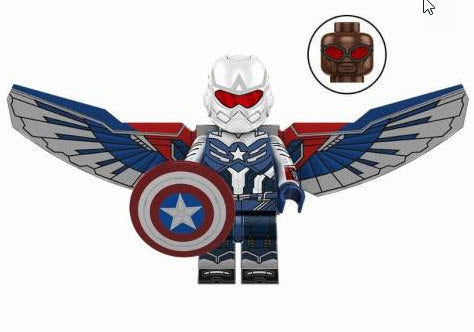 Captain America (Falcon) Custom Minifig – White Helmet & Blue Suit Variant - Collectors World Toys Hover Image