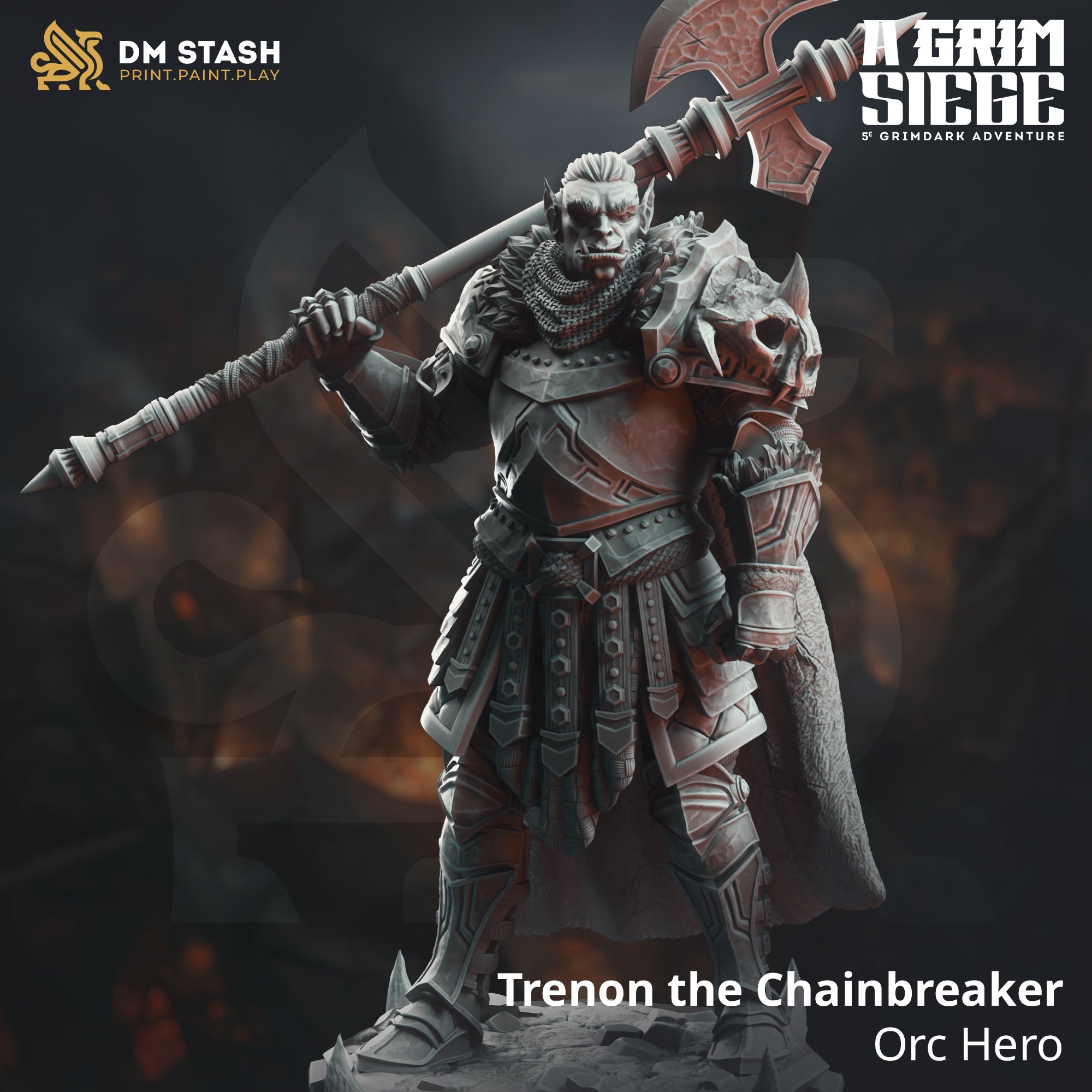 Trenon the Chainbreaker, Orc Hero (Male Half-Orc Barbarian) Main image