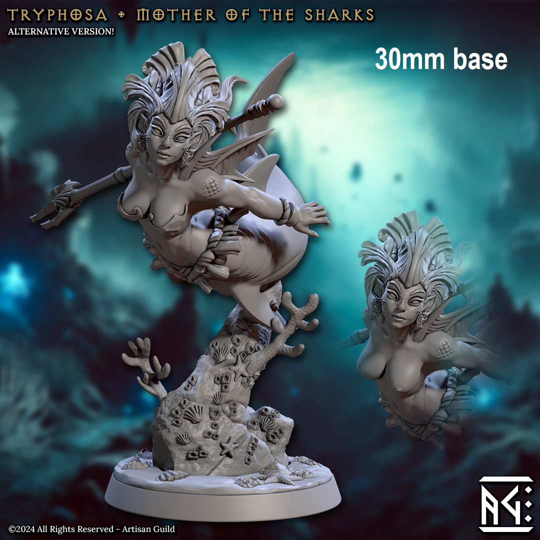 Tryphosa, Mother of the Sharks (Female Merfolk Warrior) -