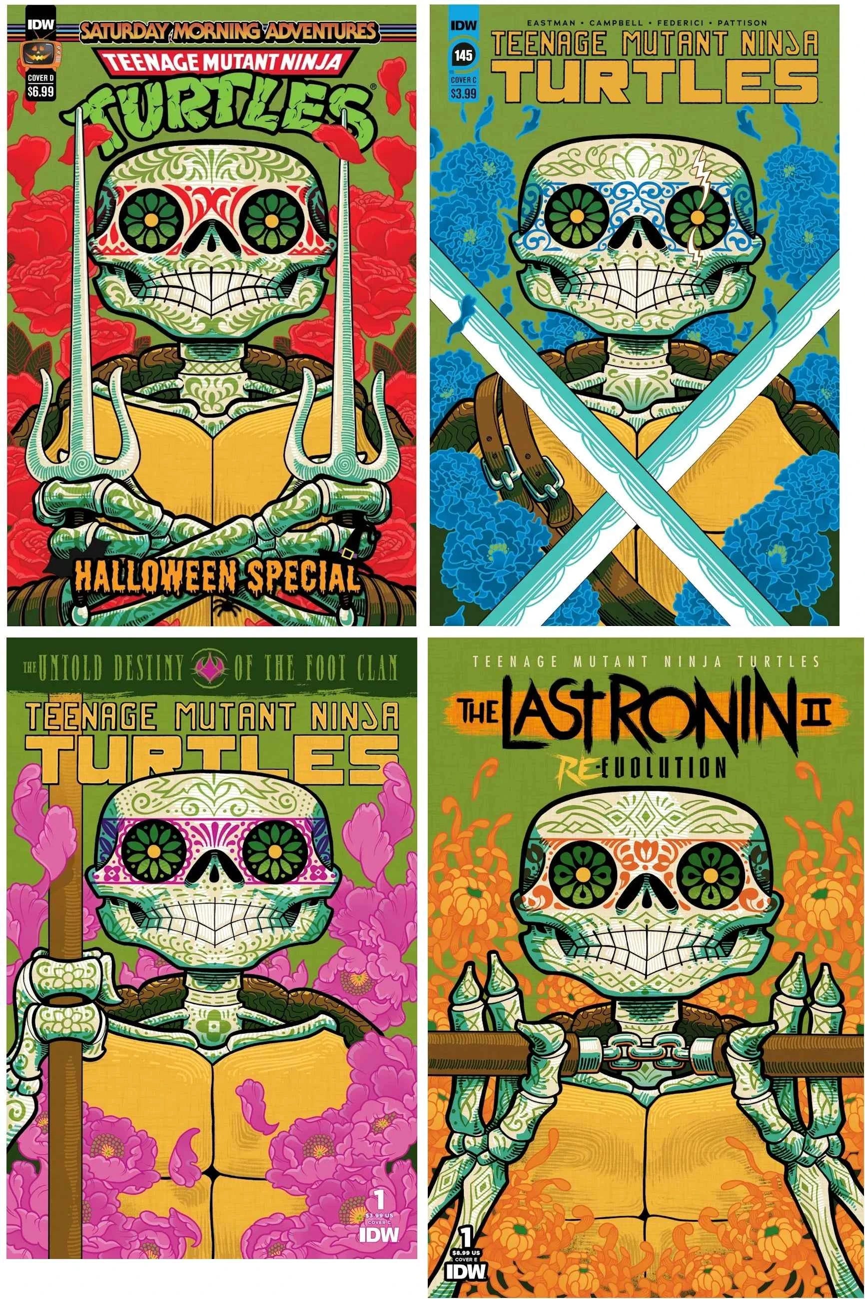 TEENAGE MUTANT NINJA TURTLES DIA DE LOS MUERTOS VARIANT COMIC BOOK SET ~ IDW Main image
