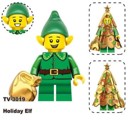 Green Elf Custom Minifigure with Gold Tree Hideout Main image