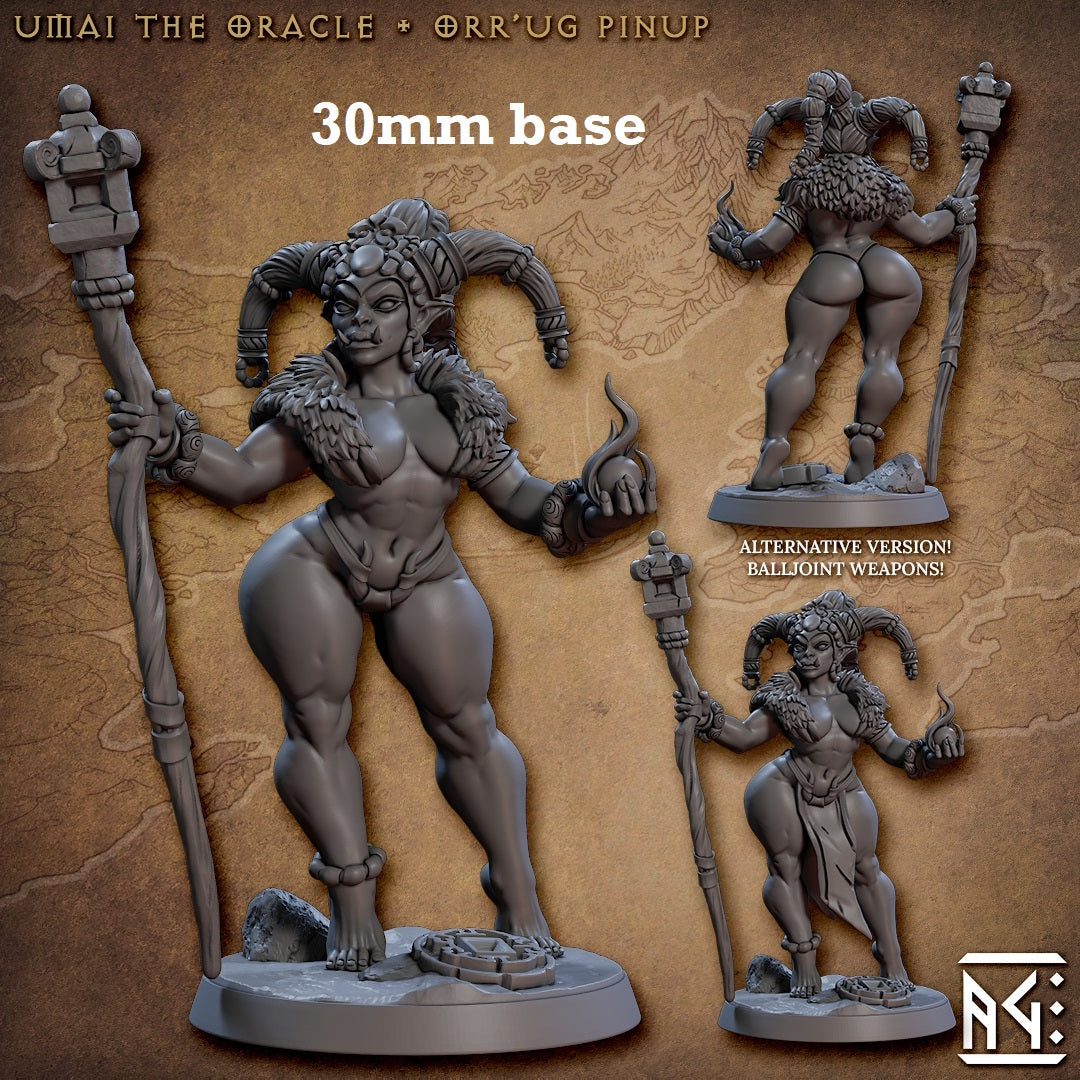 Umai the Oracle (Female Orc Cleric Pinup) - Collectors World Toys