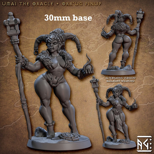 Umai the Oracle (Female Orc Cleric Pinup) - Collectors World Toys Hover Image