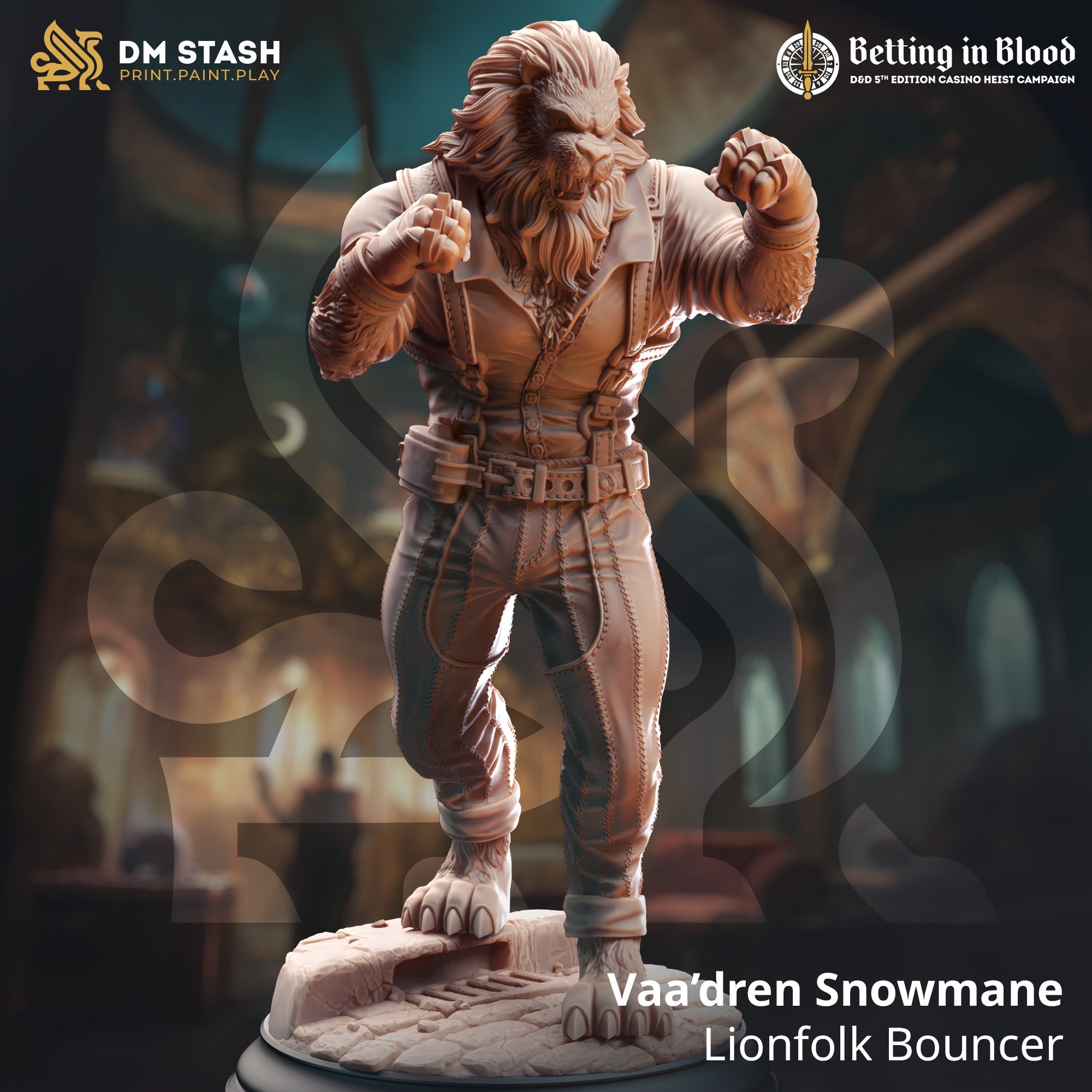 Vaa'dren Snowmane, Lionfolk Bouncer (Male Leonin Pugilist) -