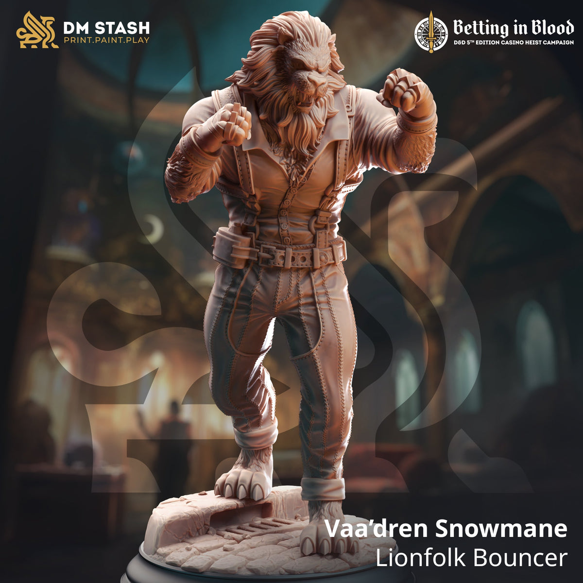 Vaa'dren Snowmane, Lionfolk Bouncer (Male Leonin Pugilist)