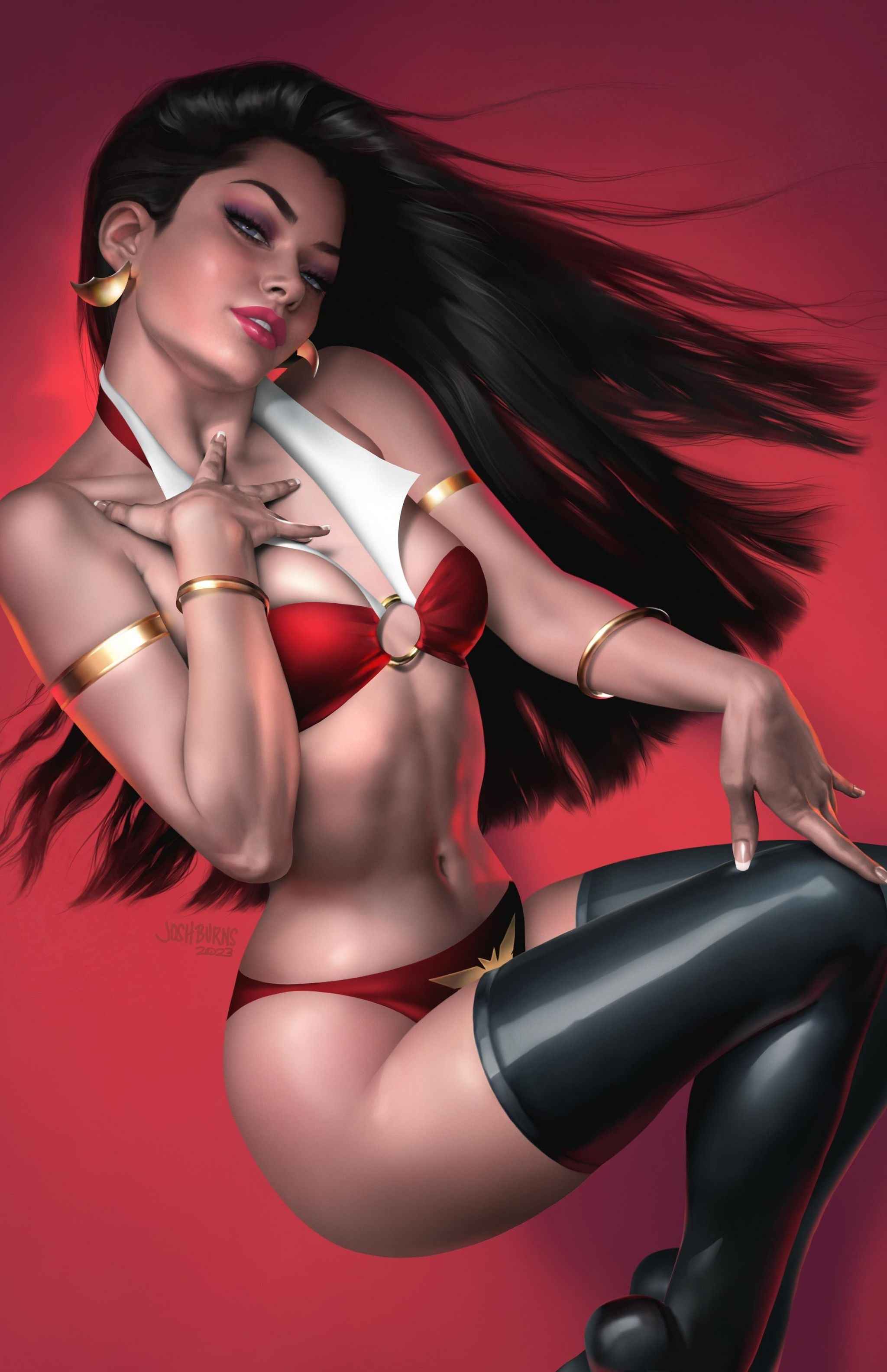 VAMPIRELLA vs. THE SUPERPOWERS #2 (JOSH BURNS EXCLUSIVE VIRGIN VARIANT) COMIC BOOK ~ Dynamite Main image