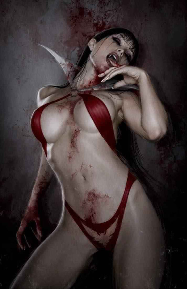 VAMPIRELLA vs. THE SUPERPOWERS #1 (JAY FERGUSON EXCLUSIVE VIRGIN VARIANT) COMIC BOOK ~ Dynamite Hover Image