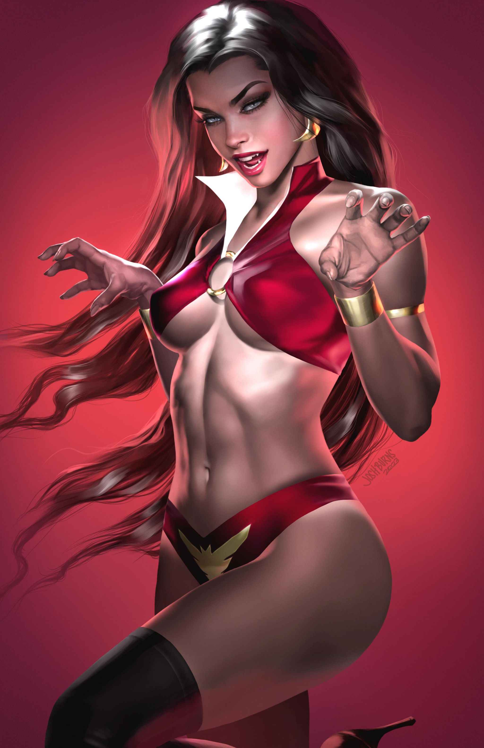 VAMPIRELLA vs. THE SUPERPOWERS #1 (JOSH BURNS EXCLUSIVE VIRGIN VARIANT) COMIC BOOK ~ Dynamite Main image