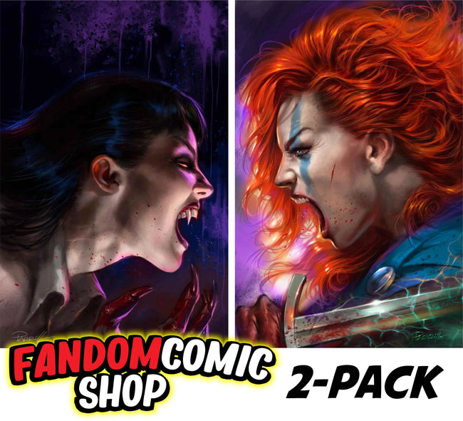 VAMPIRELLA #669 & RED SONJA: EMPIRE OF THE DAMNED #2 (LUCIO PARRILLO EXCLUSIVE SET B)(LIMITED TO 333) ~ Dynamite Hover Image