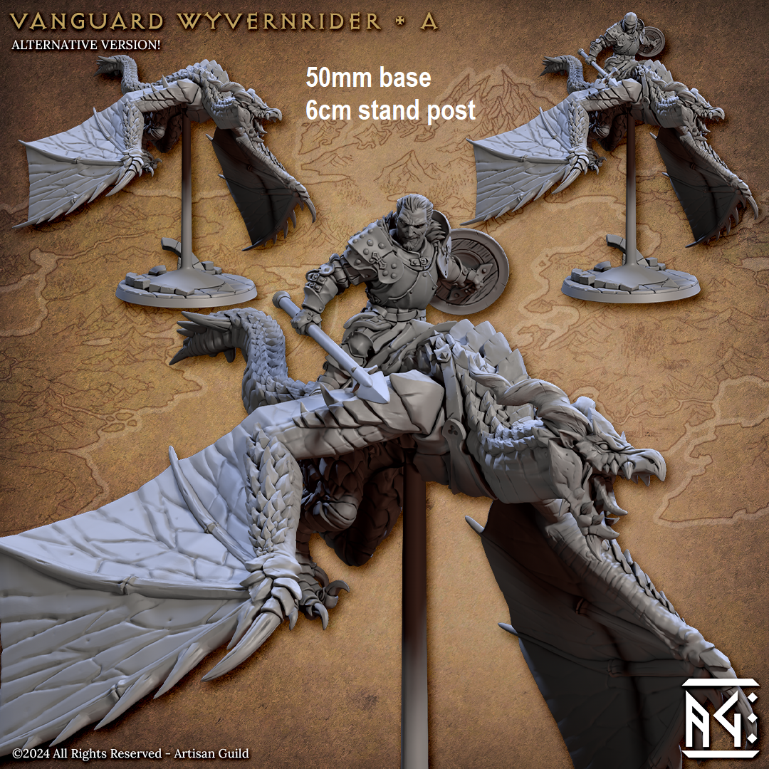 Vanguard Wyvernrider: Base Sculpt A (Mounted Male Human Fighter) Main image