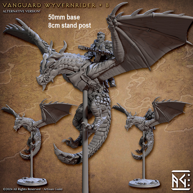 Vanguard Wyvernrider: Base Sculpt B (Mounted Male Human Fighter) - Hover Image