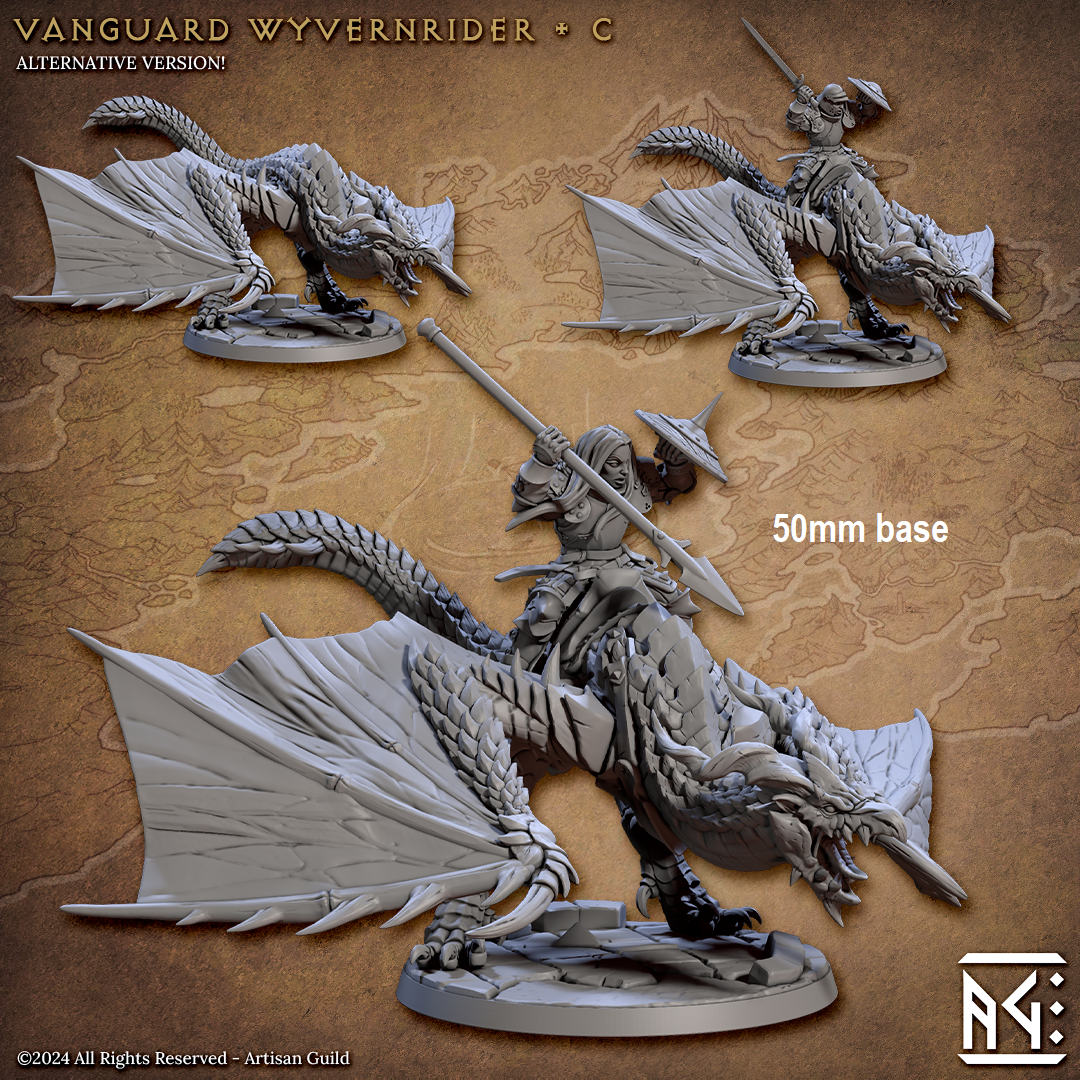 Vanguard Wyvernrider: Base Sculpt C (Mounted Female Human Fighter) -