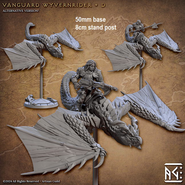 Vanguard Wyvernrider: Base Sculpt D (Mounted Female Human Fighter) - Hover Image