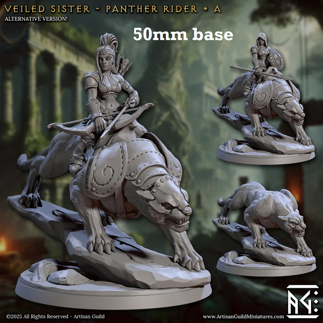 Veiled Sister Panther Rider: Sculpt A (Female Human Ranger Cavalry Unit) - Hover Image