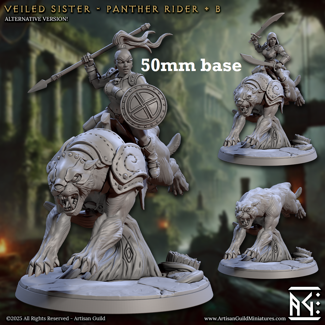 Veiled Sister Panther Rider: Sculpt B (Female Human Fighter / Assassin Cavalry Unit) Main image