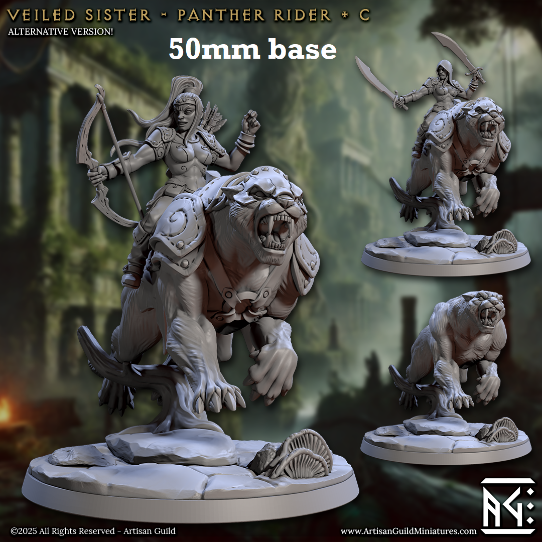 Veiled Sister Panther Rider: Sculpt C (Female Human Ranger / Fighter Cavalry Unit) -