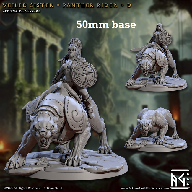 Veiled Sister Panther Rider: Sculpt D (Female Human Fighter Cavalry Unit) - Hover Image