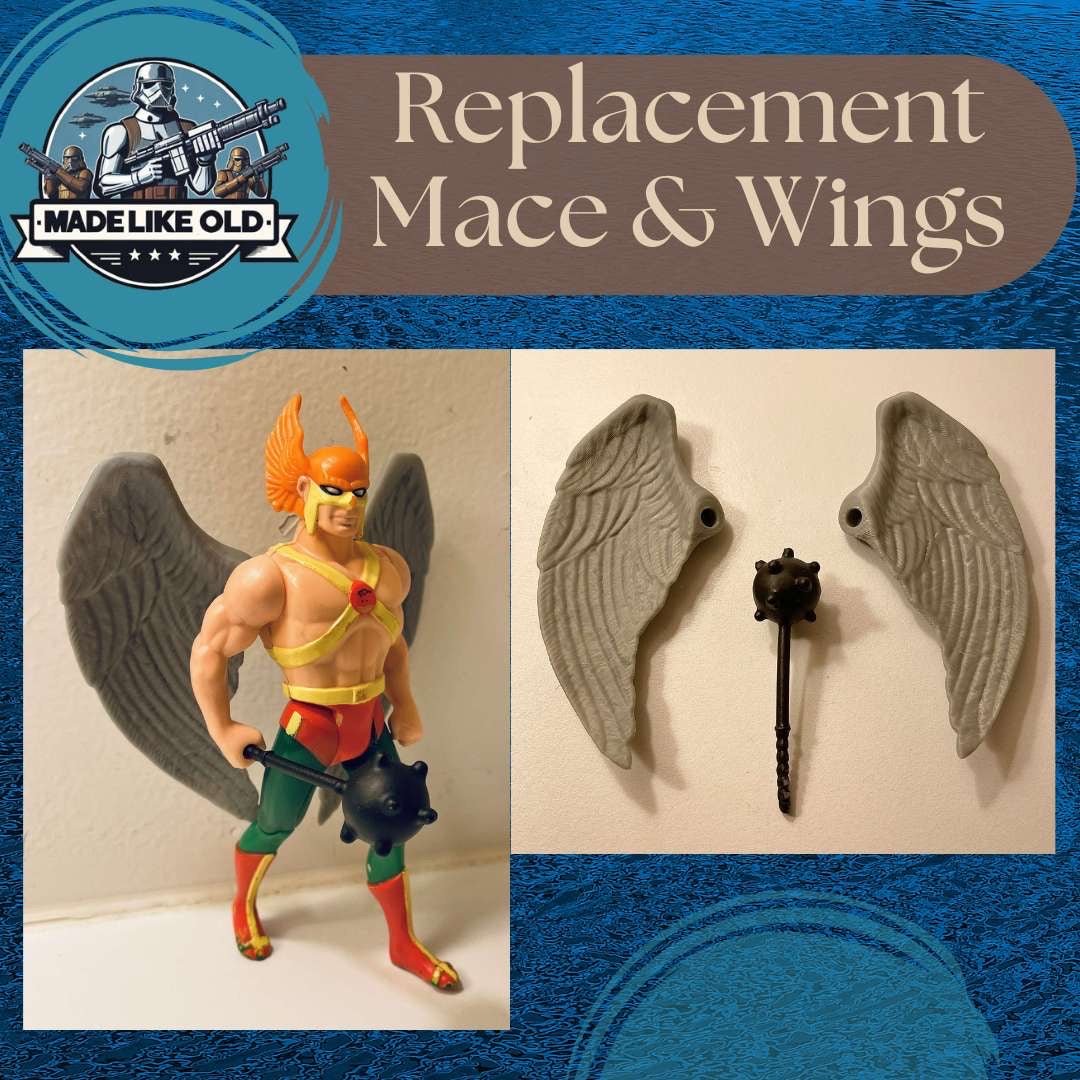 Vintage Kenner DC Super Powers Hawkman Wings & Mace 1984 Repro Part 1985 1986 Main image