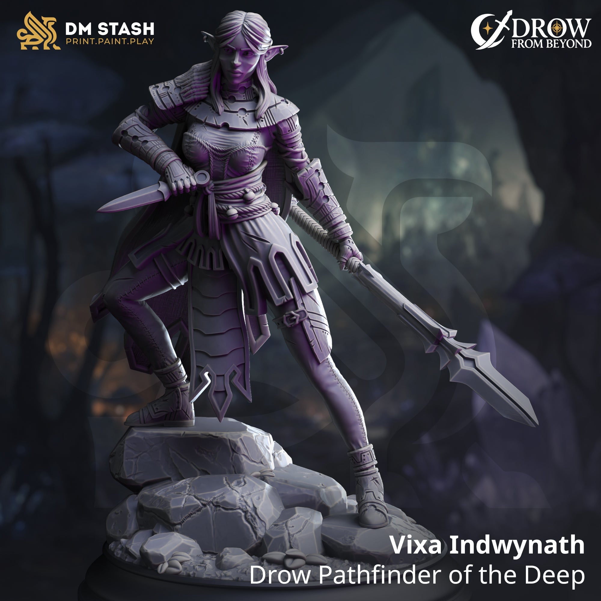 Vixa Indwynath, Pathfinder of the Deep (Female Drow Druid) Main image