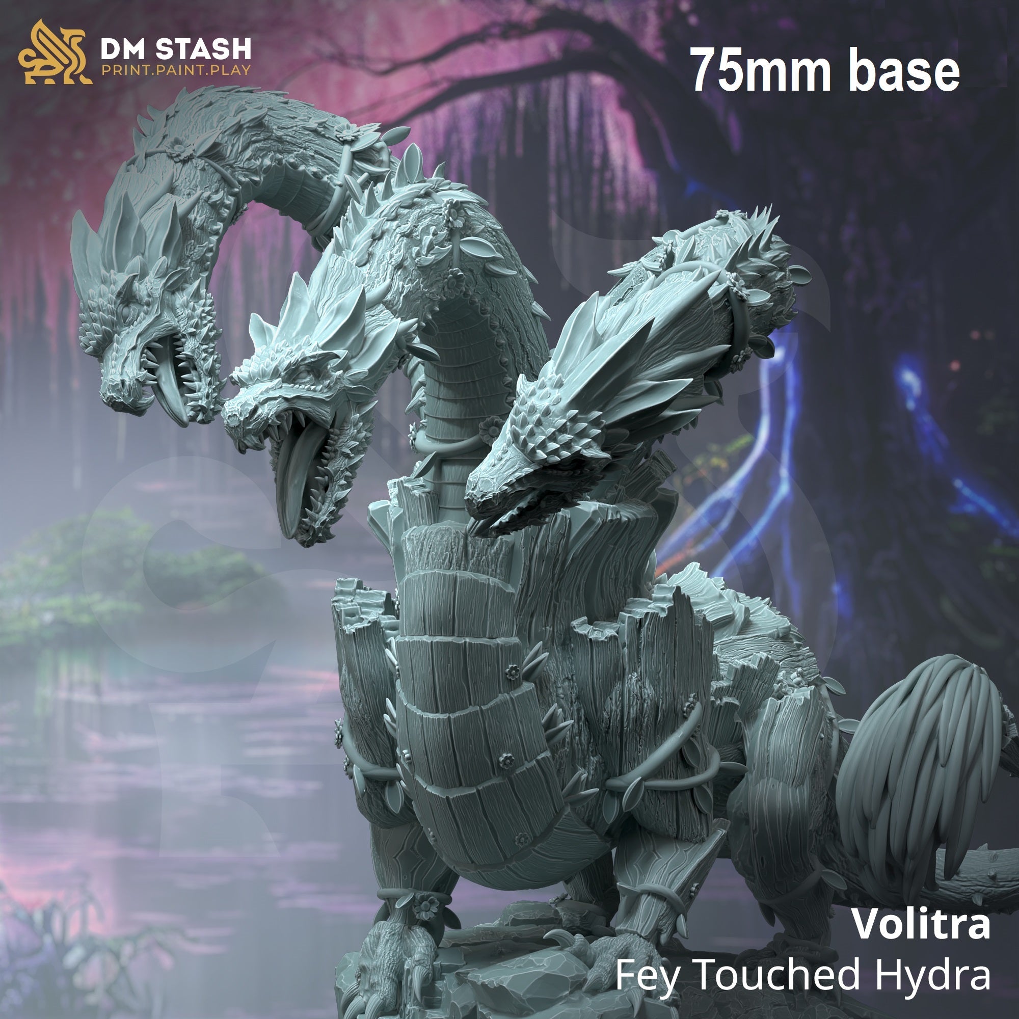 Volitra, Fey Touched Hydra (With Wood Armor & Flowers) Main image