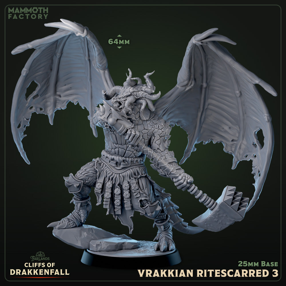 Vrakkian Ritescarred: Sculpt 3 (Male Winged Dragonborn Barbarian) - Collectors World Toys