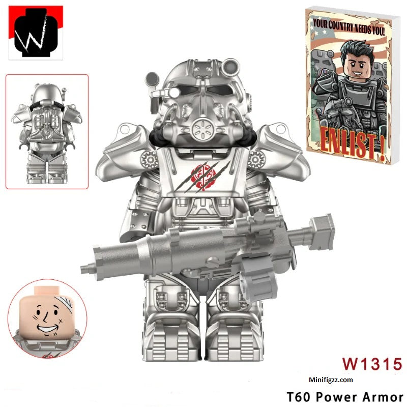 T60 Damaged Power Armor Silver - Collectors World Toys