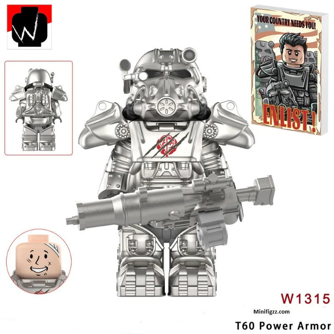 T60 Damaged Power Armor Silver - Collectors World Toys Hover Image