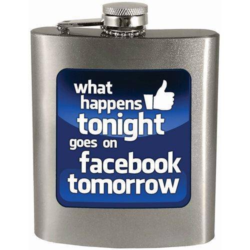 What happens tonight goes on facebook tomorrow 7oz. Hip Flask Main image