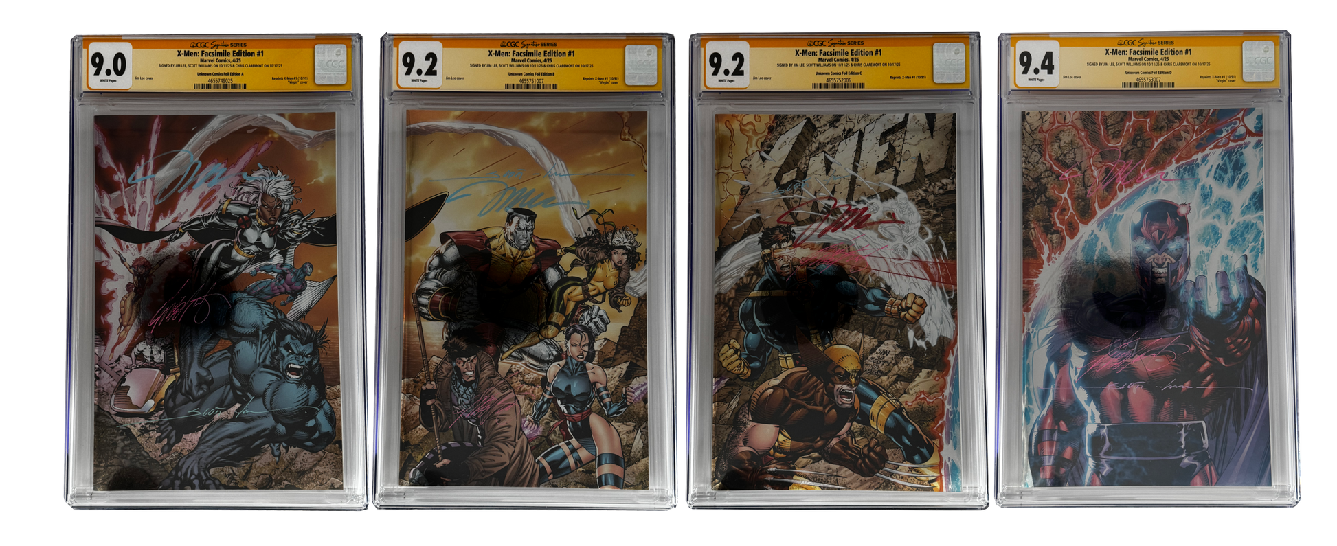 [TRIPLE SIGNED CGC YELLOW LABEL 4 PACK FOIL] X-Men 1991 #1 Facsimile Jim Lee | Claremont | Williams Cover Var [Set #4]