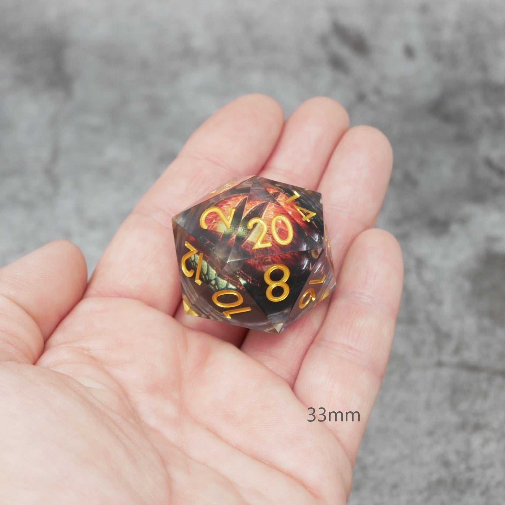Xanathar's Eye | Giant D20 Moving Eye DnD Dice | Acrylic RPG Gaming Dice D20 Chonk 33mm