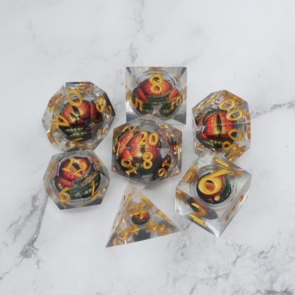 Xanathar's Eye | 7 Piece Moving Eye DnD Dice Set | Acrylic RPG Gaming Dice