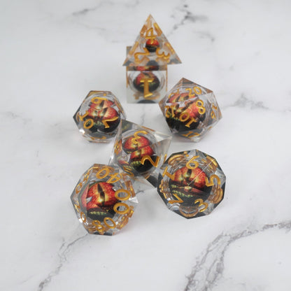 Xanathar's Eye | 7 Piece Moving Eye DnD Dice Set | Acrylic RPG Gaming Dice