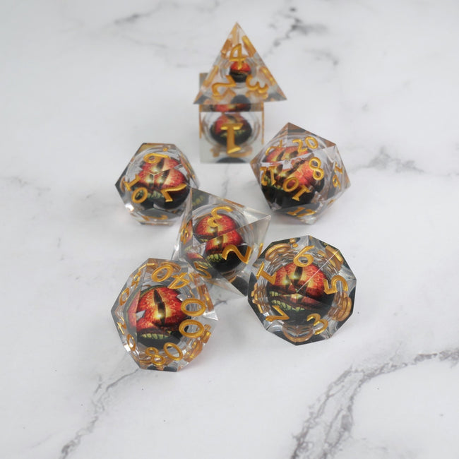 Xanathar's Eye |  7 Piece Moving Eye DnD Dice Set | Acrylic RPG Gaming Dice - Collectors World Toys Hover Image