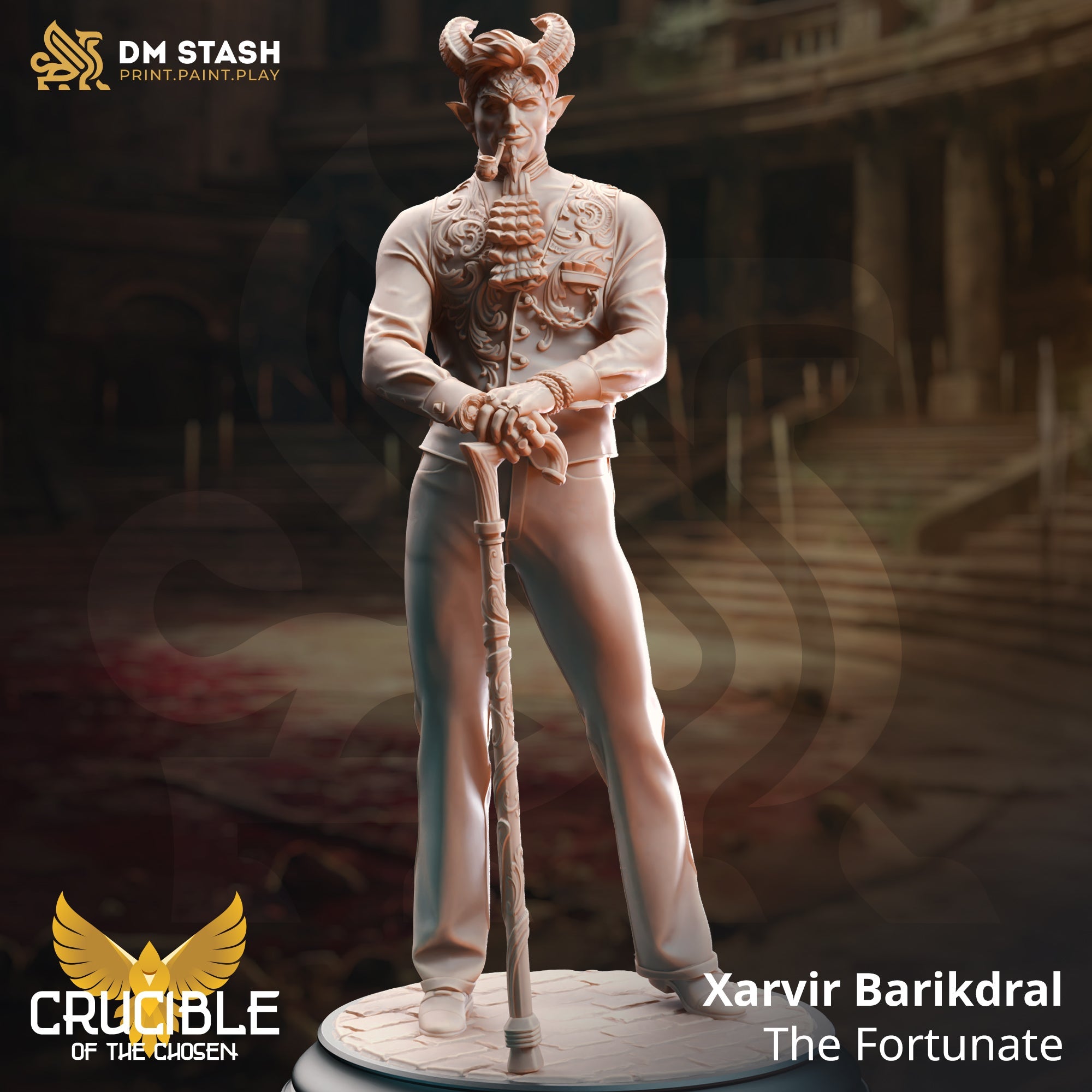 Xarvir Barikdral, The Fortunate (Male Tiefling Noble) Main image