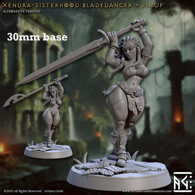 Xendra, Sisterhood Bladedancer (Female Human Barbarian Pinup) - Hover Image