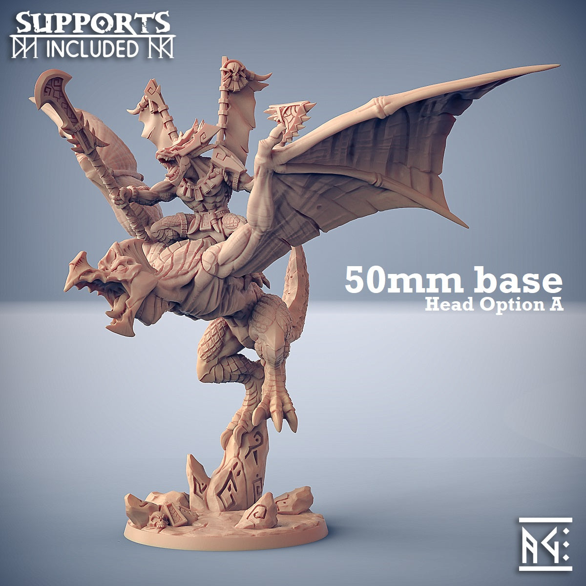 Xol'toa on Sky-Terror (Lizardfolk Warlord on Winged Dinosaur Cavalry Unit) Main image