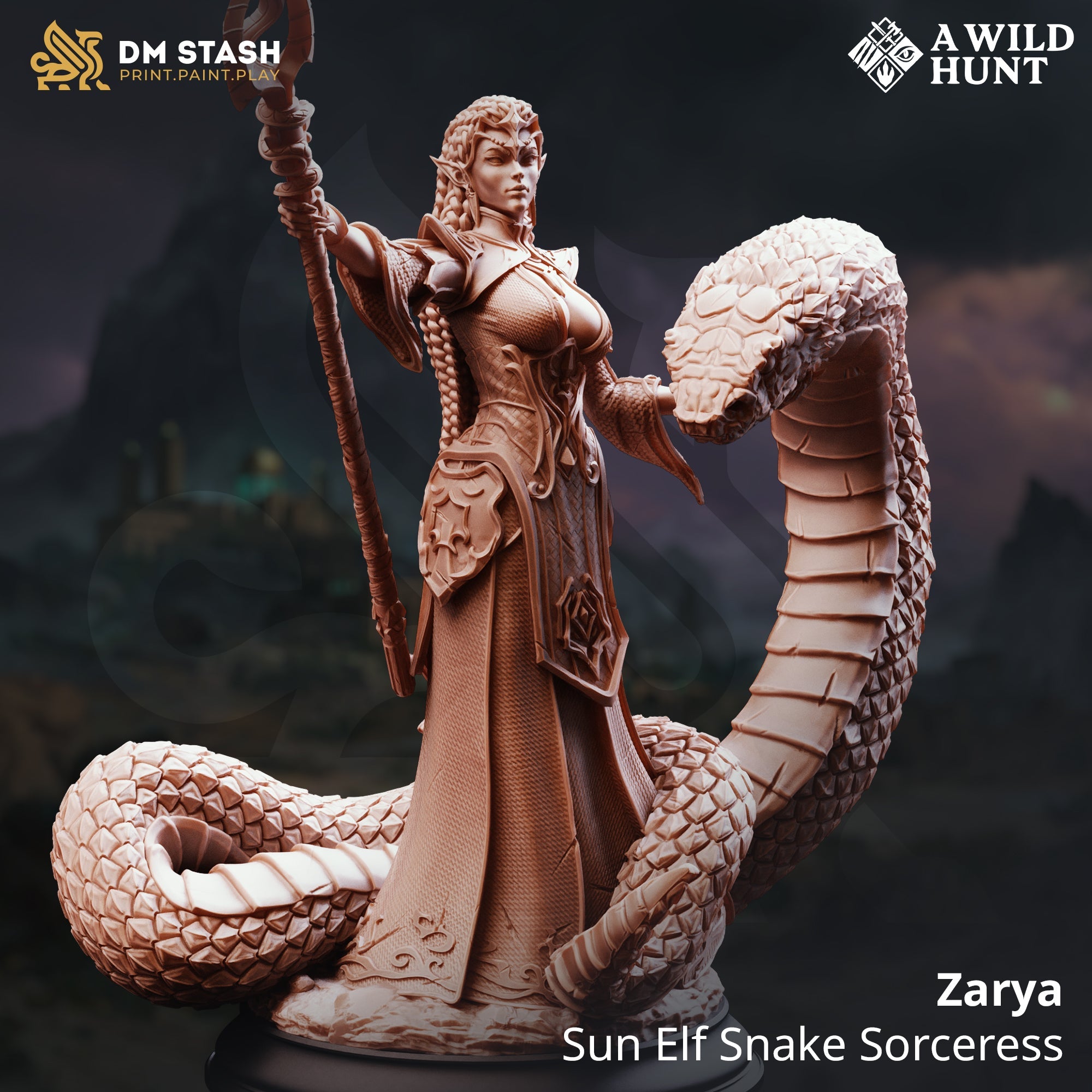 Zarya, Sun Elf Snake Sorceress (Female Elf Beastmaster) Main image