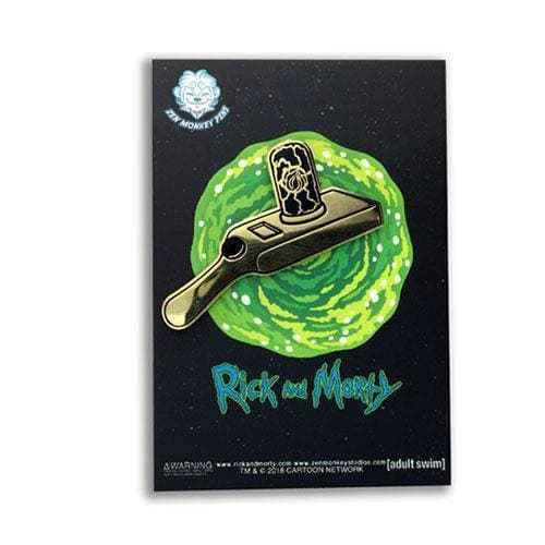 Zen Monkey: Golden Portal Gun - Rick and Morty Enamel Pin Hover Image