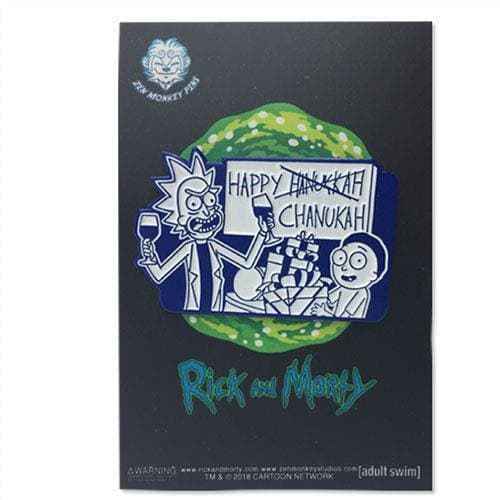 Zen Monkey: Happy Hanu--Chanukah, Rick! - Rick and Morty Enamel Pin