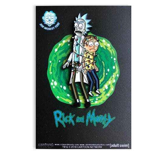 Zen Monkey: Rick and Morty Tangled in Lights - Rick and Morty Enamel Pin Hover Image